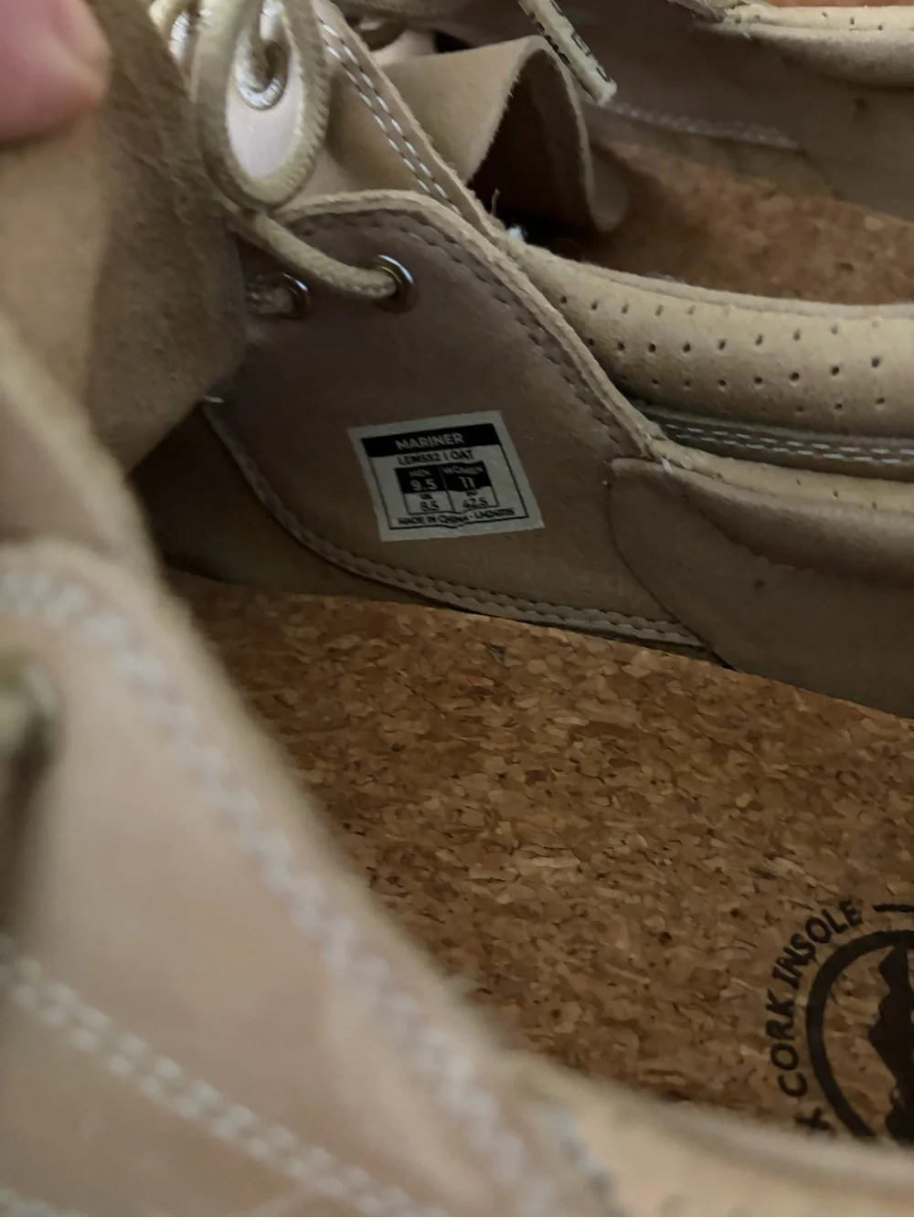 Lem’s Men's Mariner Leather Boat Shoe - size 9.5 - Oat color